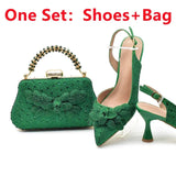 Women's Pumps Rhinestones Party Shoe and Bag Set