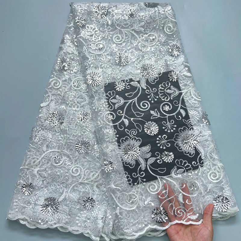 High quality French Mesh Lace Nigerian Embroidery Net Fabrics