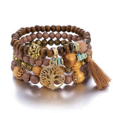 New Boho Charm Wood Beaded Bracelet Set