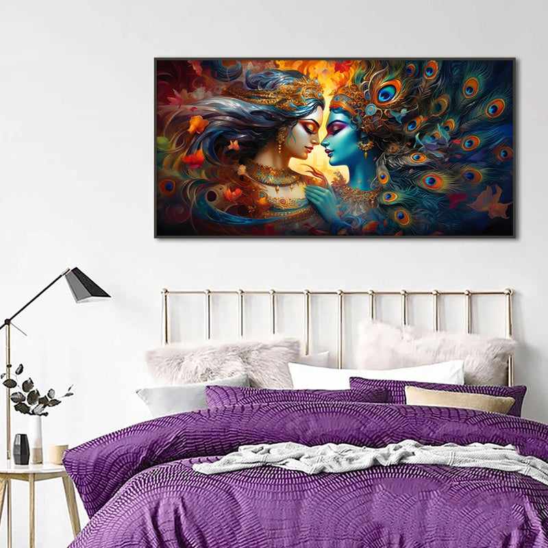 New Sacred Krishna Radha Painting Religious God Poster