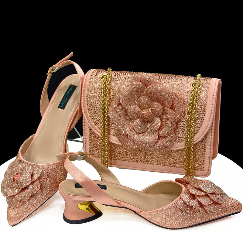 New Arrival African Wedding Shoes and Bag Set