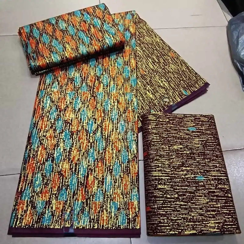 Ankara African kente gold  Real Wax Fabric