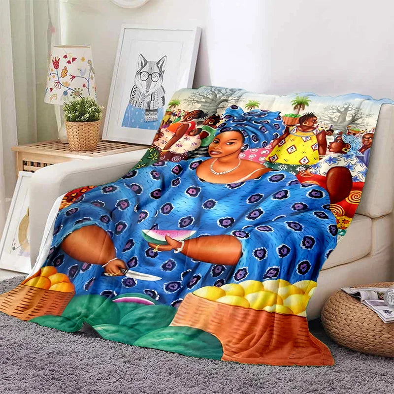 Cartoon Africa Custom Painting Art Soft Flannel Blanket