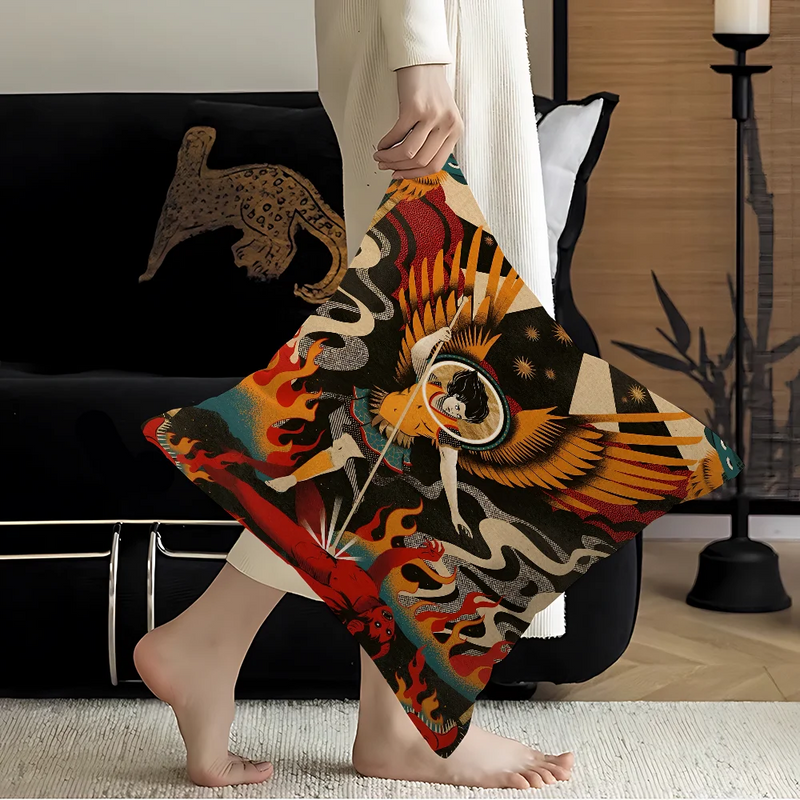 Abstract Ancient Egypt Snake Leopard Stitch Lucky Dragon Pillow Cover Sofa Cushion Cover Home Room Decoration Children Gift