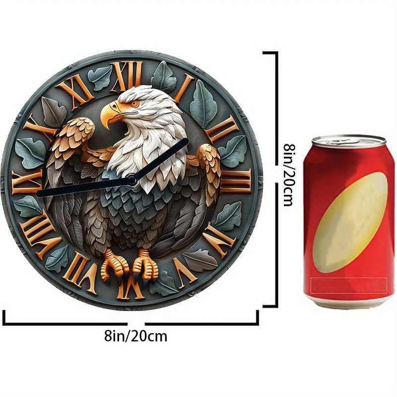 New Bald Eagle Silent Aluminum Wall Clock Decor