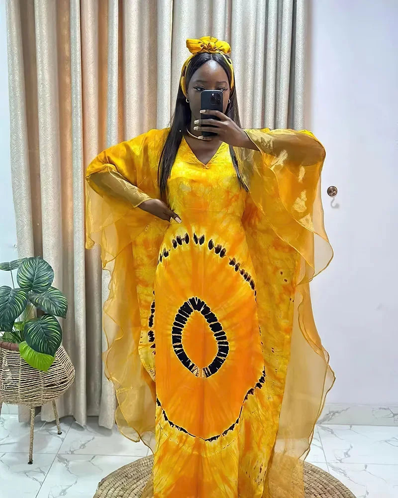 Summer Kaftan African V-neck Polyester Plus Size Long Maxi Dress