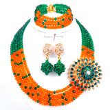 New Crystal Beaded Nigerian Wedding African Beads Jewelry Set