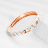 Women White Cloisonne Bangle On Hand Hawaiian Jewelry