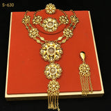 Africa Dubai Flowers Long Gold Plated Jewelry Sets