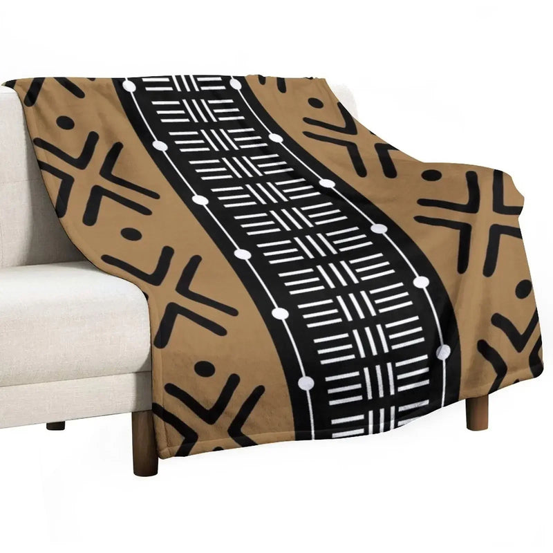 New Tan African Tribal Mud Pattern Throw Blanket