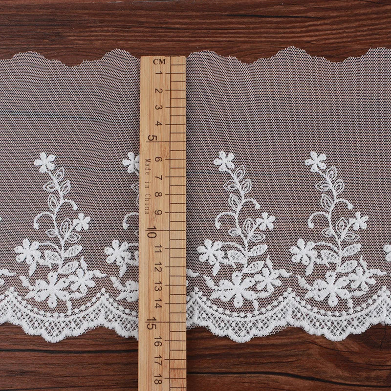 7-14.5 cm Embroidered Mesh Flower Tulle Lace