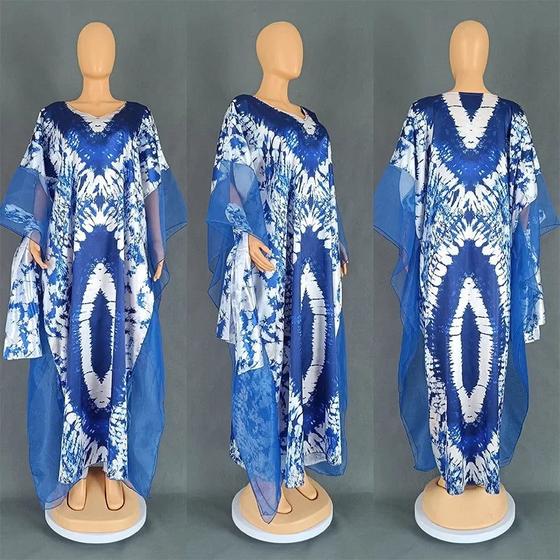 Summer Kaftan African V-neck Polyester Plus Size Long Maxi Dress