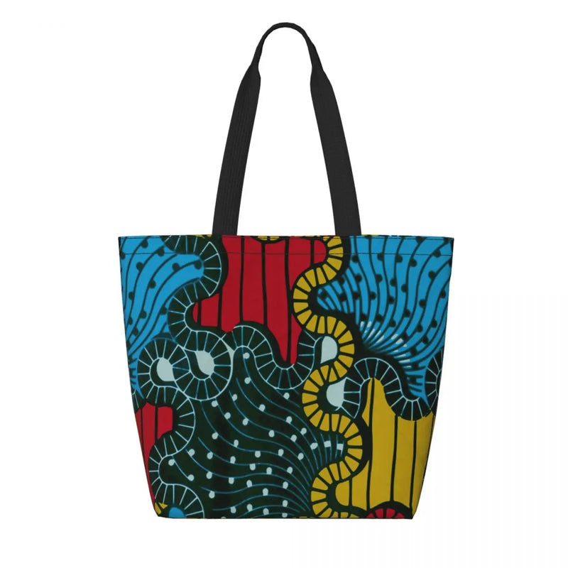 Kawaii Printing Geometric Ankara Pattern Shopping Tote Bags