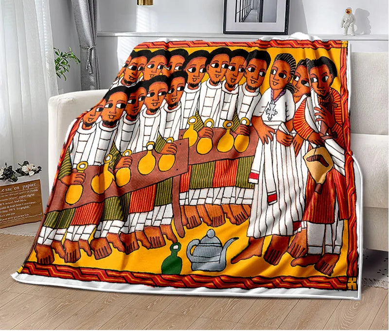 Africa Ethiopian Painting Art Cartoon Blanket