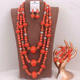 African Layers Orange Nature Coral Beads Jewelry Set