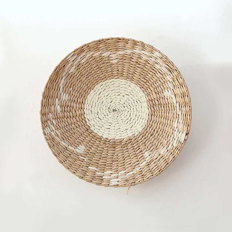 New Boho Straw Woven Wall Basket Plate Hanging Decor