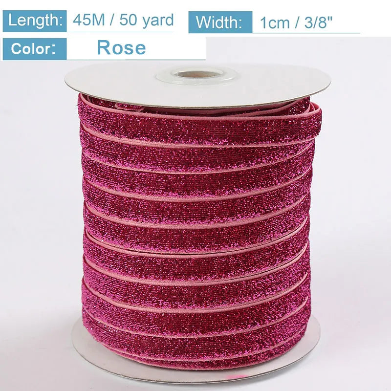 50Yards Metallic Glitter Velvet Ribbon