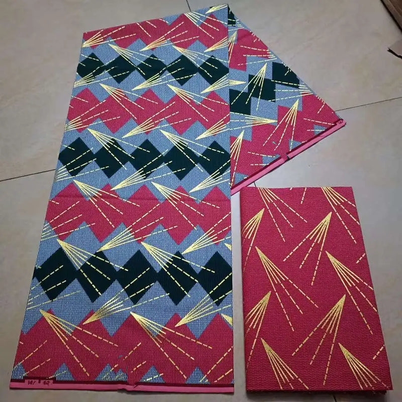 Ankara African Kente Gold Real Wax Fabric