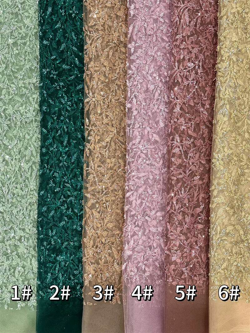 High Quality Lace Embroidery Beads Mesh Fabric