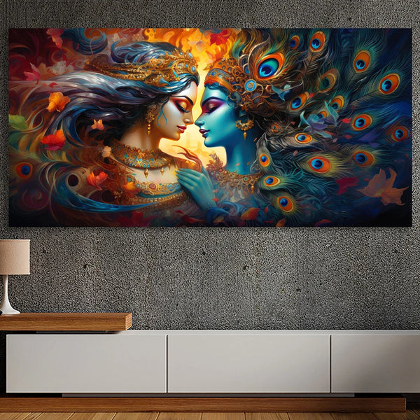 New Sacred Krishna Radha Painting Religious God Poster