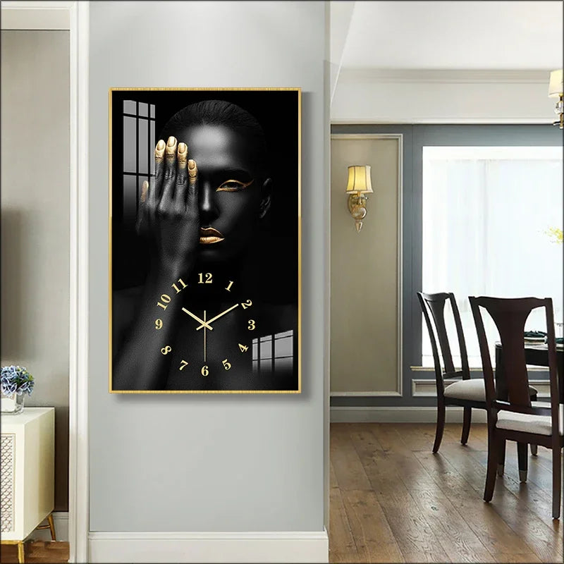 African Beauty Art Wall Clock Home Decor