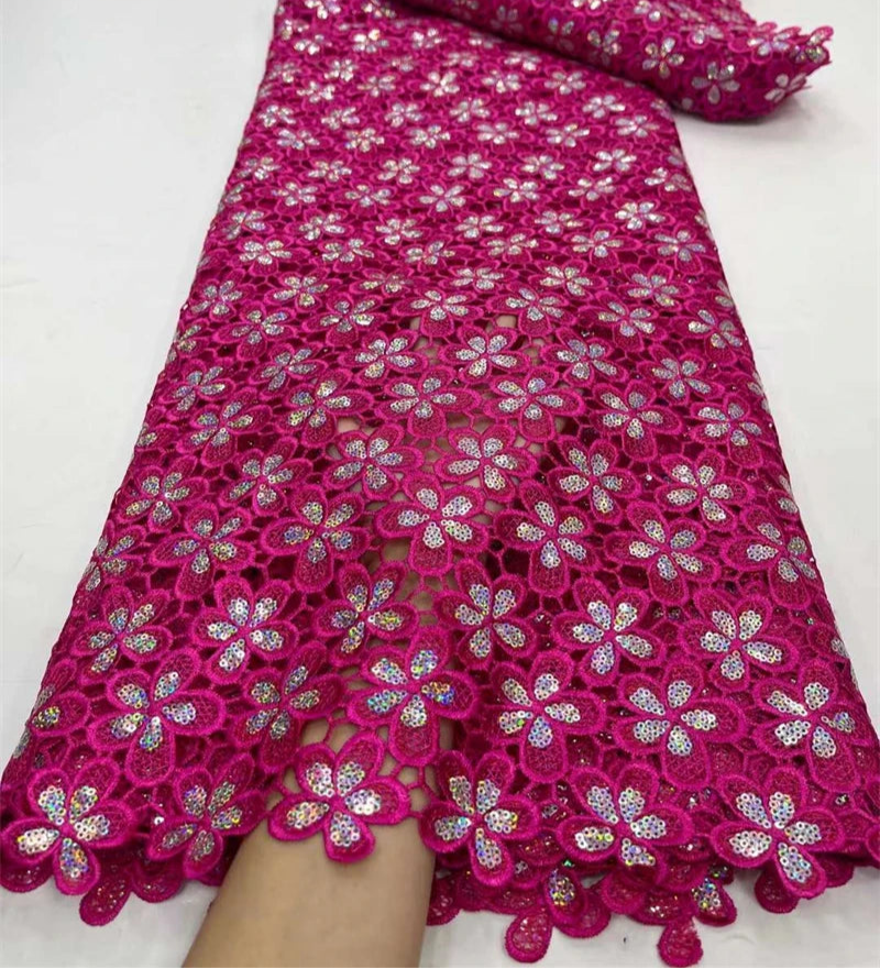 OIMG  Nigerian Milk Silk Sequins Lace Fabrics