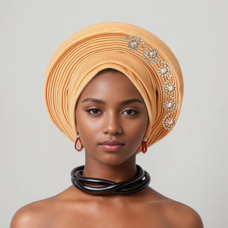 Women Aso Oke Fabric Muslim Headwear