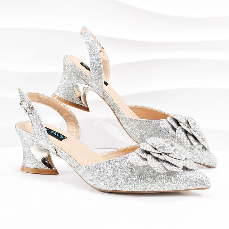 Flower Design Party Wedding Women Shoes and Bag