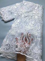 Afrcian Mesh Tulle Lace Embroidered Fabric