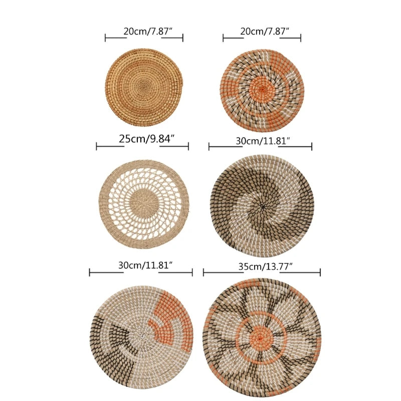 New Hanging Woven Wall Plate Round Fruit Basket Boho Trays