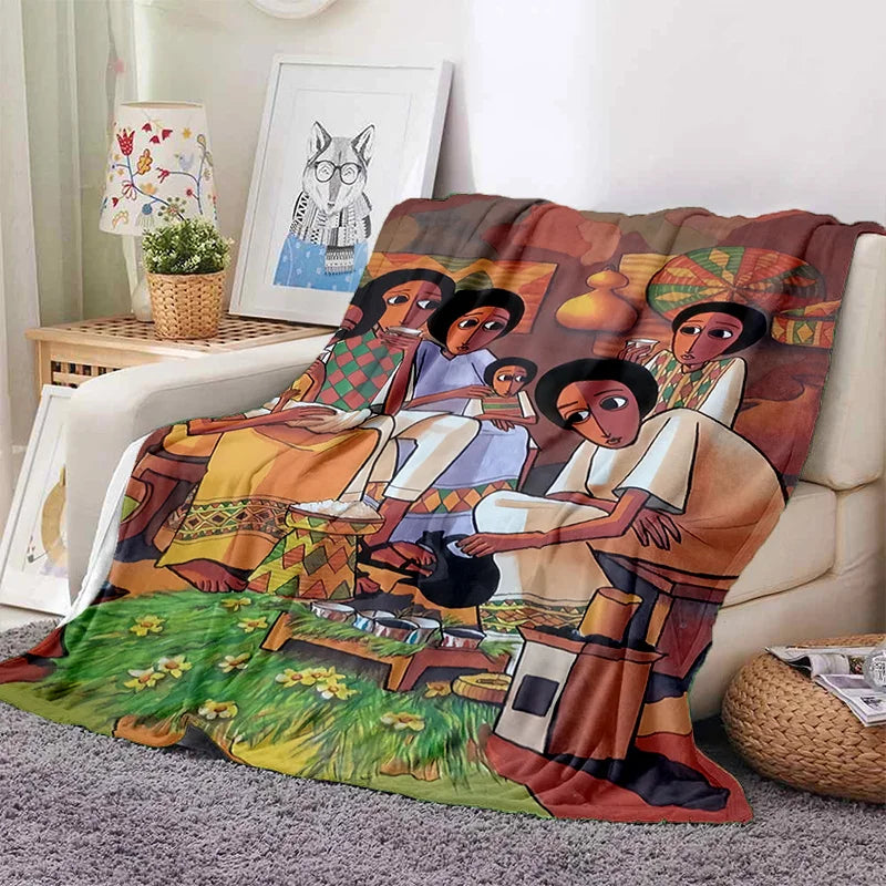 Cartoon Africa Custom Painting Art Soft Flannel Blanket