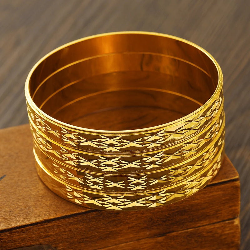 Women Ethiopian Jewelry Gold Color Bangles Bracelets