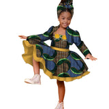 3pcs Set African Kids Gril Dashiki Dress