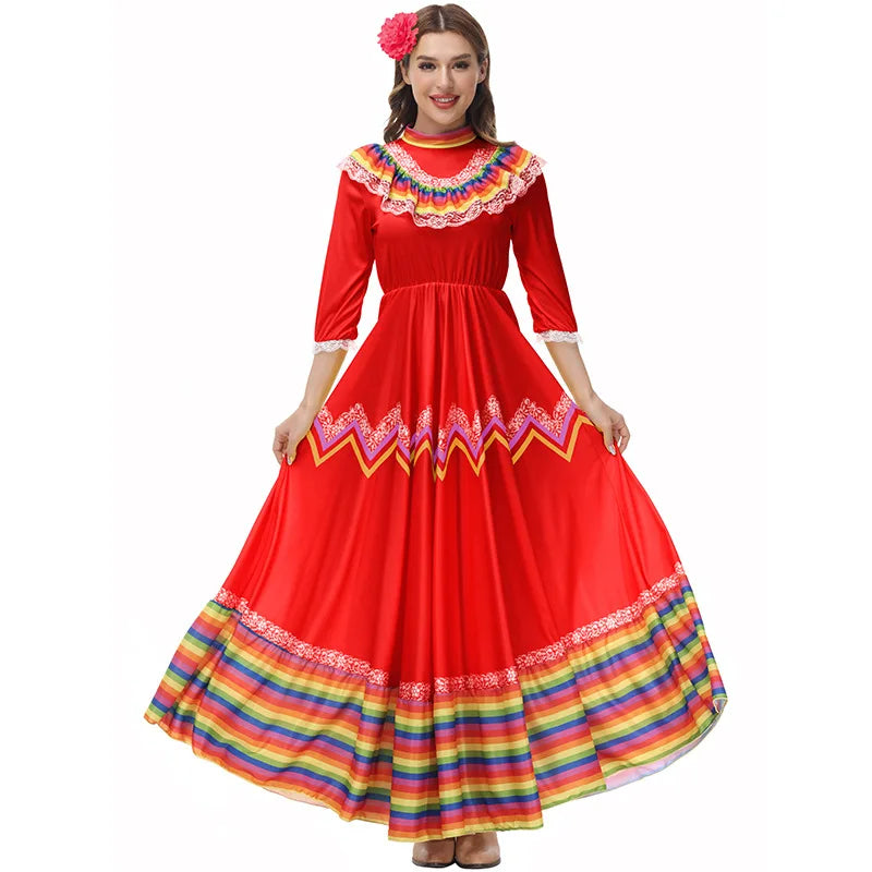 Women Traditional Mexican Folk Dancer Dress