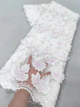 High Quality  Net Chiffon Beaded Sequence Lace Fabric