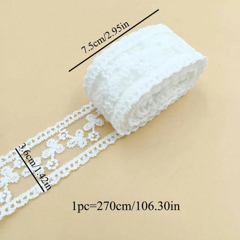 3.6 cm Length 270 cm DIY White Beige Embroidery Lace