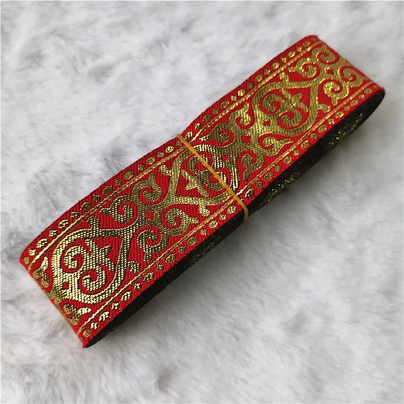 33mm Gold Silver Shining Vintage Ethnic Embroidery Ribbon Boho Lace