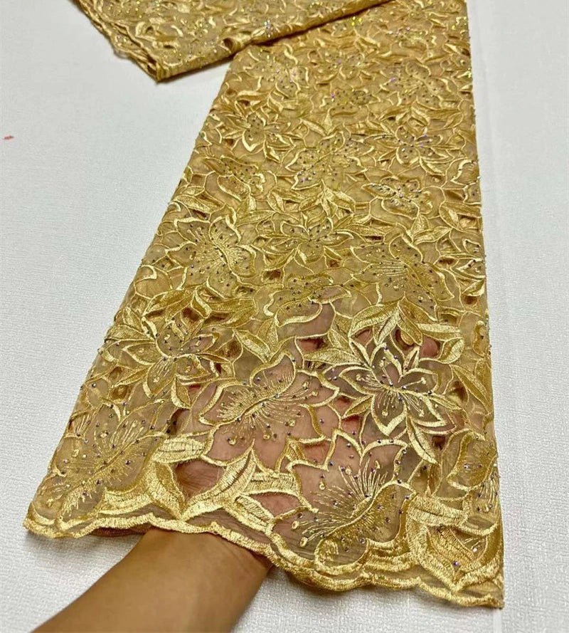 OIMG Latest African Milk Silk Cord Lace Fabric