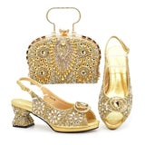 New Rhinestone Nigerian Women Shoes and Bag Set