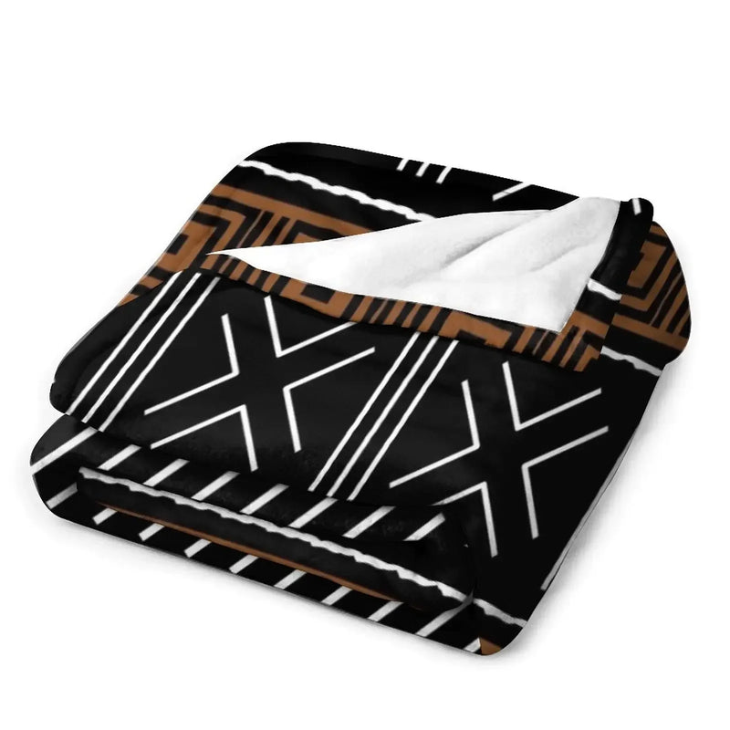 African Bogolan Mud Design Throw Blanket