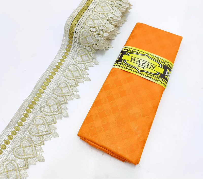 New White And Gold African Lace Fabric