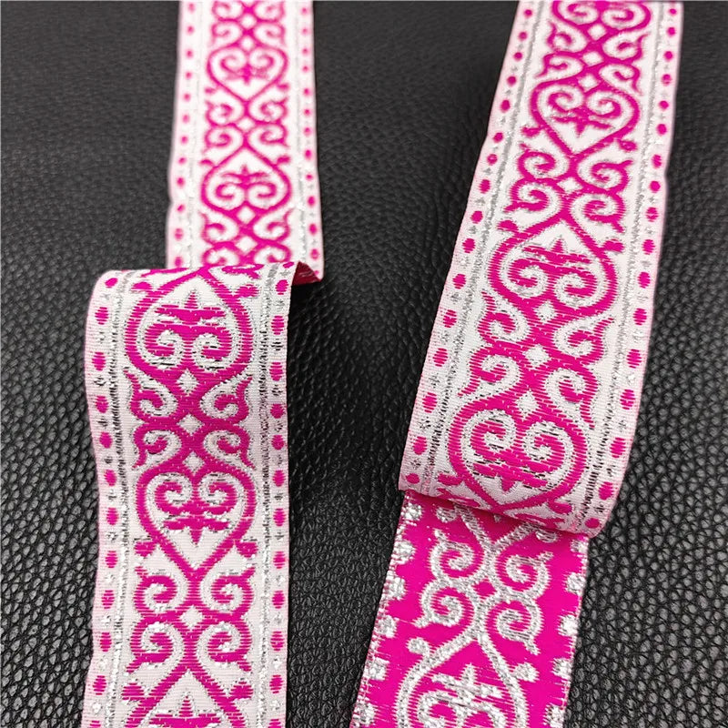 3.3cm Flowers Pattern Embroidered Jacquard Ribbons Woven Lace