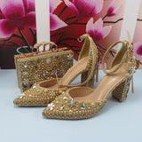 New Brand Luxury Crystal Bridal Wedding shoe and purse