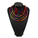 New African Rope Necklace Print Wax Ankara Fabric Set