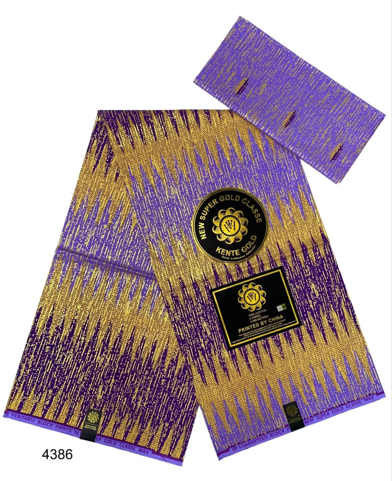 Ankara African kente gold Real Wax Fabric