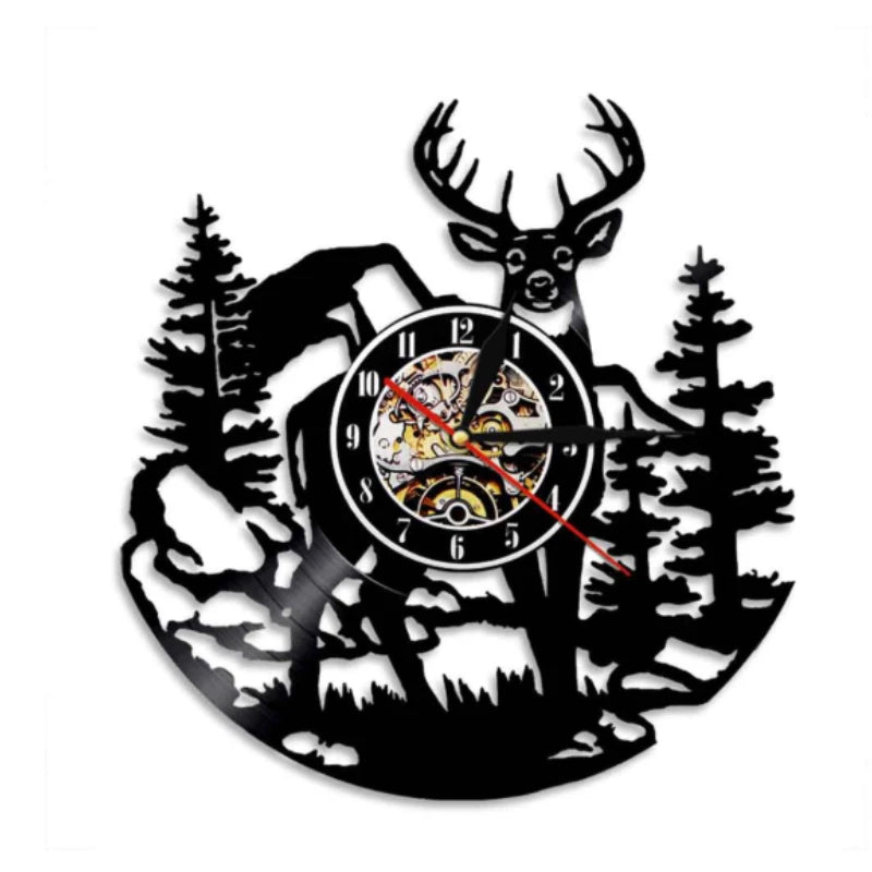 New Forest Deer Vinyl Record Wall Clock Remote Control Art