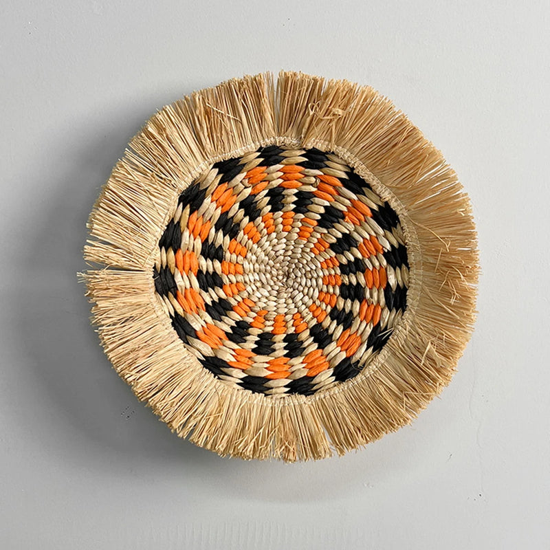 New Boho Straw Rattan Round Basket