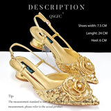 New Arrival Elegant Full of Rhinestone Flower Design Style Shoes and Bag Set