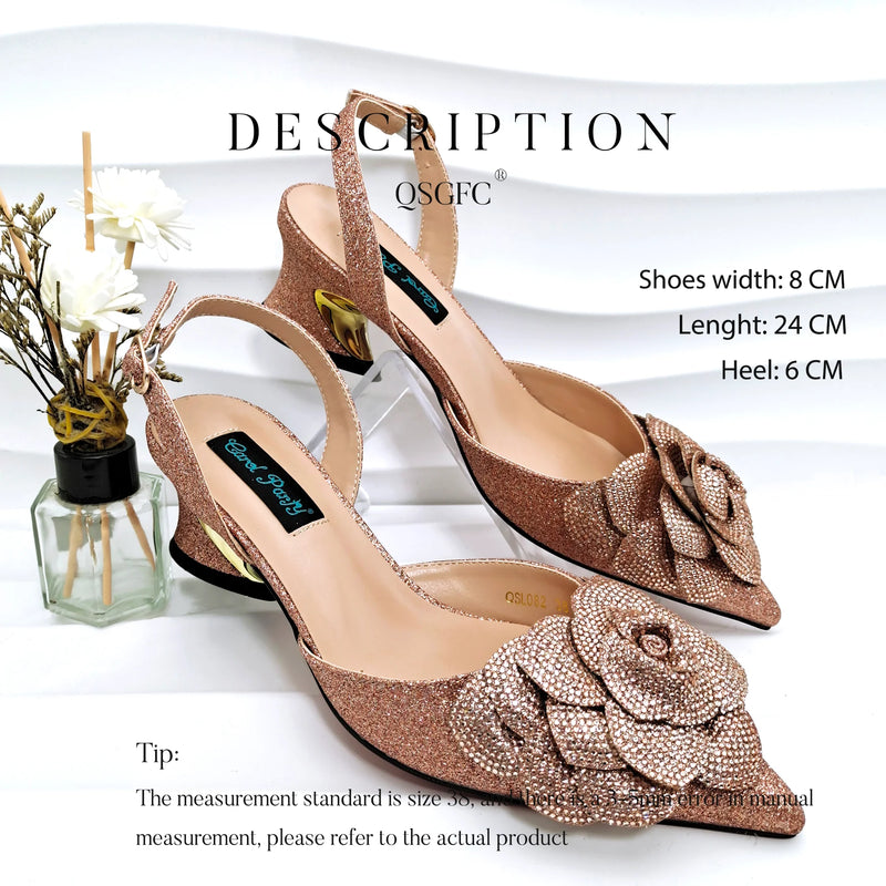 Flower Design Party Wedding Women Shoes and Bag