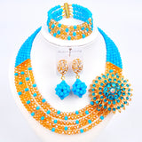 New Crystal Beaded Nigerian Wedding African Beads Jewelry Set